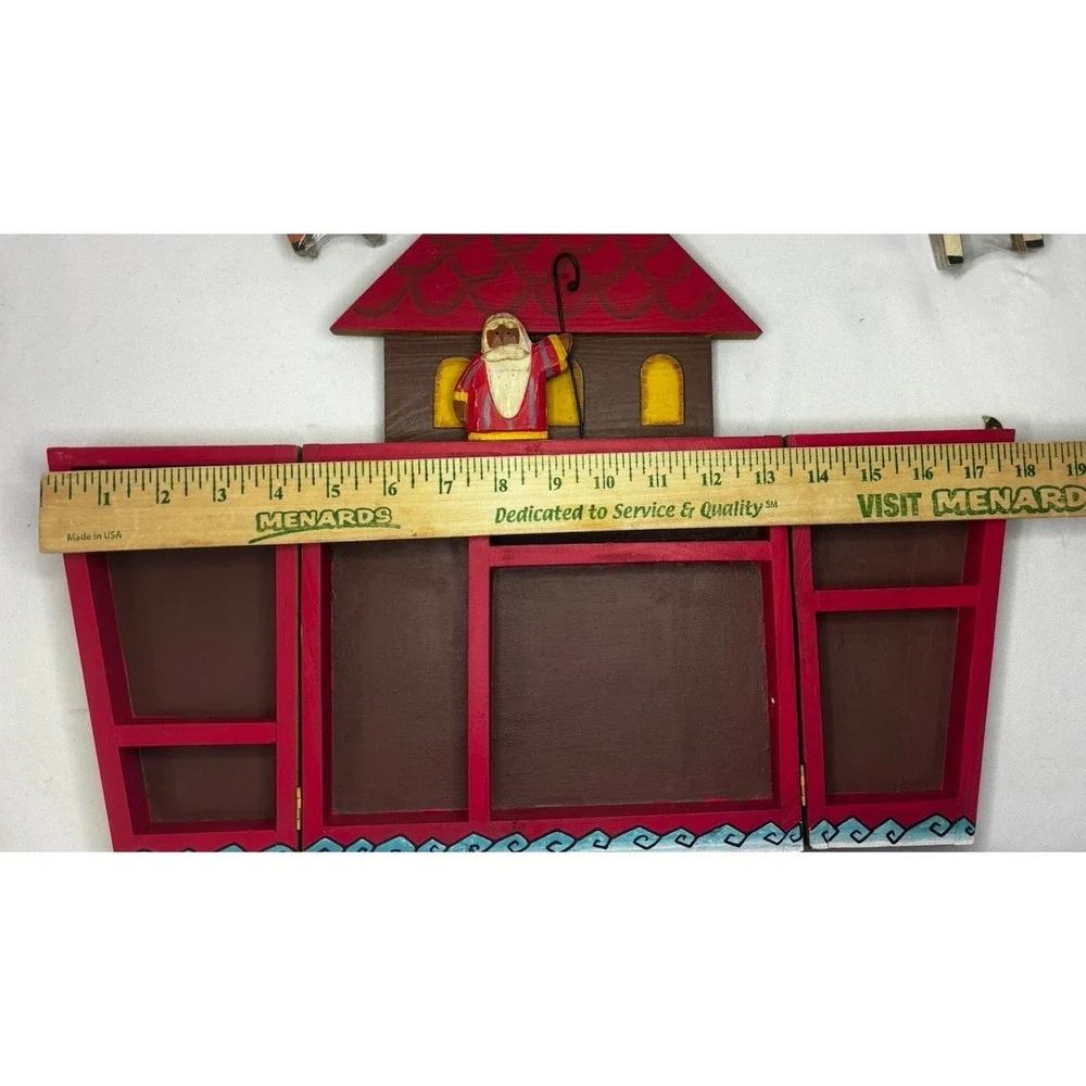 New! Vintage WOODEN Noah & Ark w/7 Pairs Animals Primitive FOLK ART Handpainted
